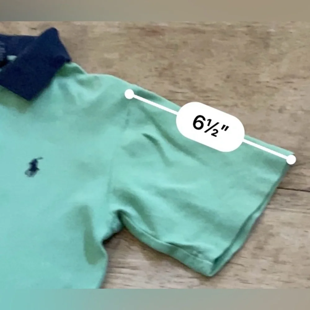 Vintage Polo Ralph Lauren Boys’ Sz 5 Green/Navy Cotton Jersey Polo Shirt‎